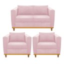 Ver imagem 1 de Kit Sofá 2 Lugares e 2 Poltronas Europa Suede Doce Sonho Móveis - Rosa Bebê