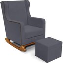 Ver imagem 1 de Poltrona de Amamentação com Balanço e Puff Mavie L02 Suede Cinza - Lyam Decor
