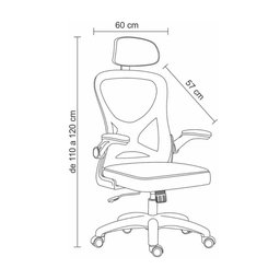Cadeira de Escritório Ergonômica Giratória Office Diretor Columbus com Tela Mesh Cinza - 4