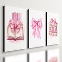 Ver imagem 1 de Kit 3 Quadro Decorativo Estudos Rosa Faculdade Livros Menina Quarto Qualidade Premium Moderno 28x20