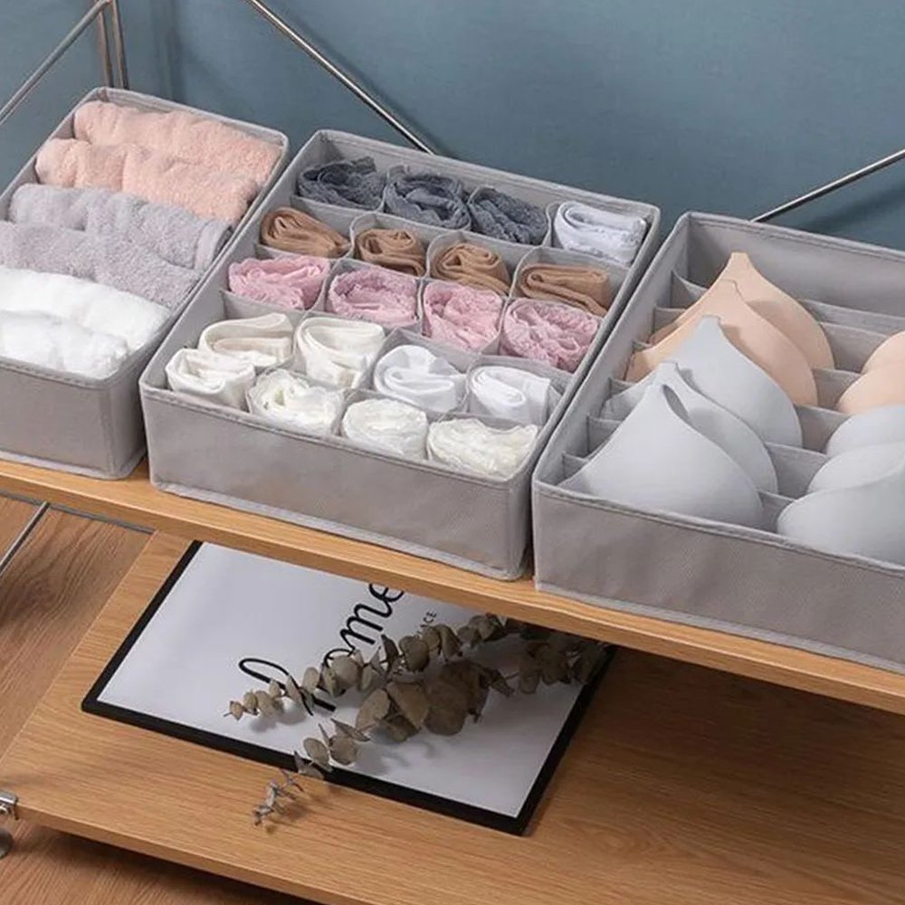 Organizador de Roupa Divisória de Gaveta 3 peças Multiuso | MadeiraMadeira