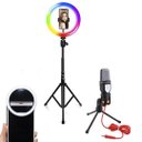Ver imagem 1 de Kit Studio Pro - Ring Light RGB + Tripé 1,5m + Microfone Podcaster SF-666 + Mini Ring Light Celular 