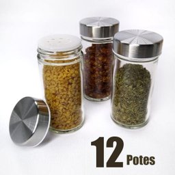 Porta Condimento Tempero Inox Vidro 12 Potinhos Gira Cozinha Restaurante - 4