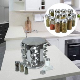 Porta Condimento Tempero Inox Vidro 12 Potinhos Gira Cozinha Restaurante - 3