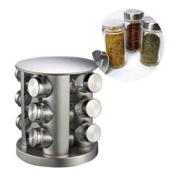 Porta Condimento Tempero Inox Vidro 12 Potinhos Gira Cozinha Restaurante - 1