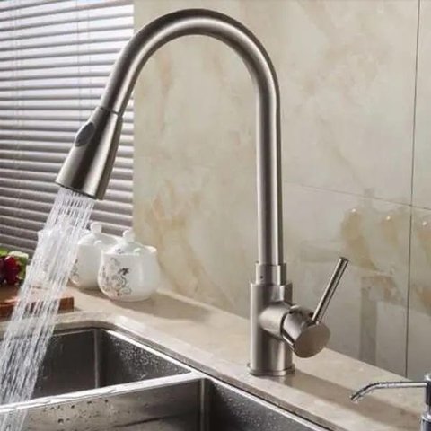 Torneira Goumet Pull Down Cozinha Metal Escovado Monocomando Bancada