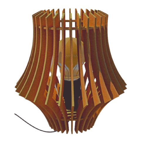 Abajur de Mesa em Mdf - Cor: Marrom