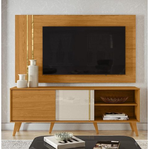 Painel com Bancada para TVs de até 60 polegadas Cronos Cinamomo Off White  Madetec