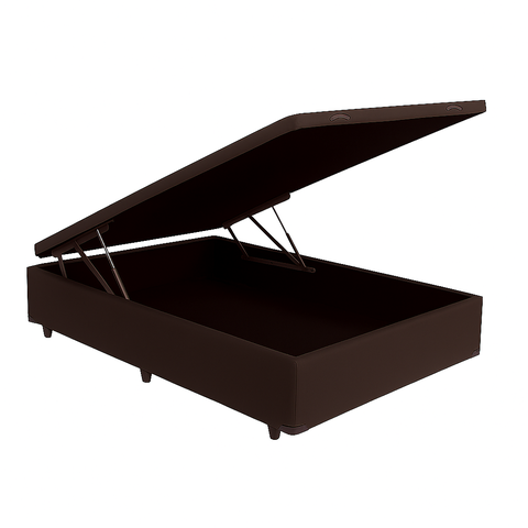 Base Box Baú Casal Suede Marrom - 138x188cm