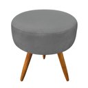 Ver imagem 3 de Puff Banqueta Redonda Nina Veludo Grafite Pés Palito Castanho - Slk Decor