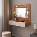 Ver imagem 2 de Penteadeira Camarim Suspensa Led 3 Gavetas 96cm Nature Off White Sofia Ofertamo