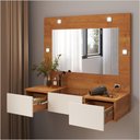 Ver imagem 1 de Penteadeira Camarim Suspensa Led 3 Gavetas 96cm Nature Off White Sofia Ofertamo