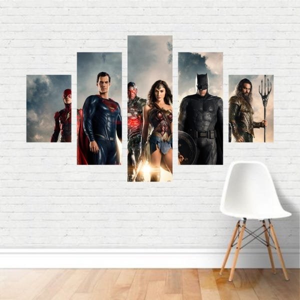 Quadro Liga da Justiça DC Comics Super Heróis Filme Canvas - 1