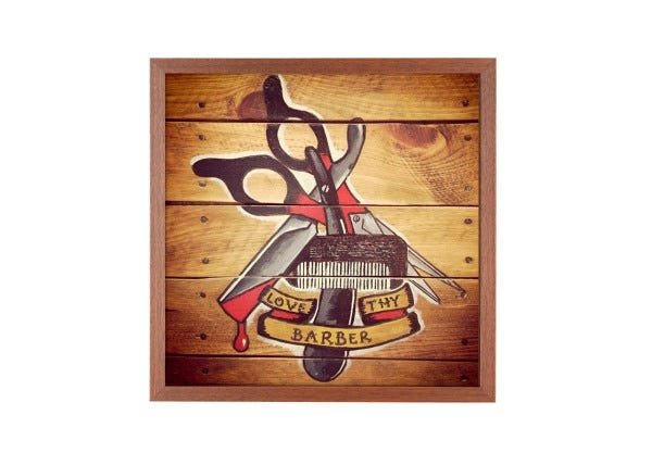 Quadro Love Barber AFFARI DECOR Moldura Caixinha - 30x30cm - 1