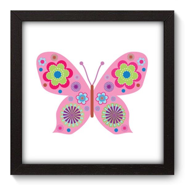 Quadro com Moldura - 22x22 - Borboleta Rosa - N3033 - 1
