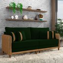 Ver imagem 1 de Sofá Montecarlo 2 Lugares 172cm Veludo/pu Verde/caramelo