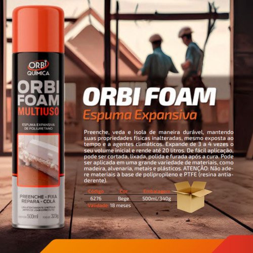 Espuma Expansiva Orbi Foam 500ml 320g Caixa com 7 Unidades - 2