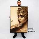 Ver imagem 2 de Quadro Decorativo Caixa Mulher Dourada Tacolado Moldura Caixa 3cm Branca sem Vidro 80 X 120cm