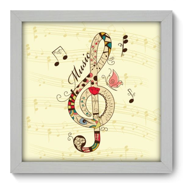 Quadro com Moldura - 22x22 - Clave do Sol - N1 - 1