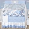 Kit Berço Nuvem Azul Masculino com Trança Lateral 12 Peças - 1