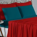 Ver imagem 3 de Jogo Cama King Nobre 4 Peças Lençol Elástico 30cm Altura 100% Algodão Vermelho Petróleo