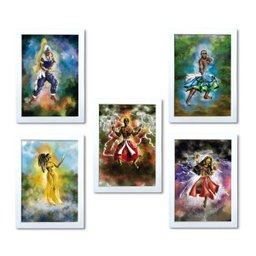 Kit Quadros Oxossi Xango Oxum Ogun e Iansã Moldura Branca - 1