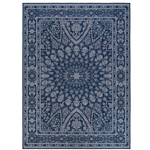 Tapete Sala Quarto Antiderrapante Tipo Belga Persa Clássico:gardenia Azul/2,00x2,50m