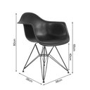 Ver imagem 2 de Mesa Industrial Jantar Redonda 110Cm Branca Base V Com 4 Poltronas Pretas Ferro Preto Branco