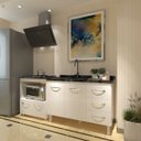 Ver imagem 3 de Balcão Armário Cozinha Gabinete de Pia 120 Cm Bruna e Balcão para Fogão Cooktop 5 e Forno Bocas Evel