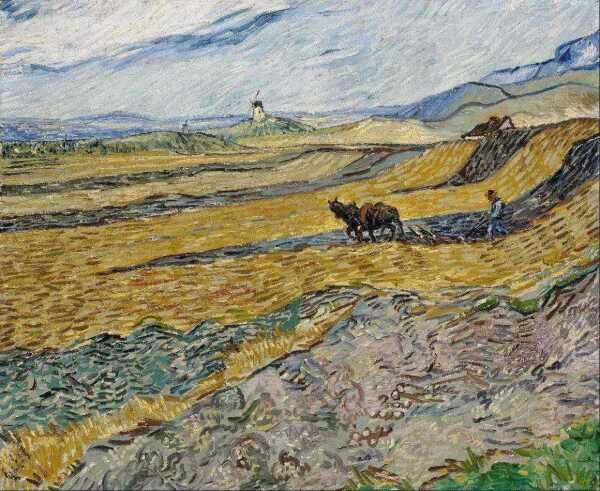 Campo com Lavrador - van Gogh - Tela 30x37 Para Quadro - 1