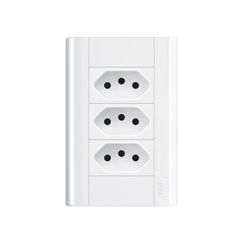 Tomada Tripla Fame Modulare 2p+t 10a com Placa 4x2