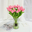 Ver imagem 4 de Kit com 9 Tulipas Rosa Flores Delicadas Buque Folhagem Luxo