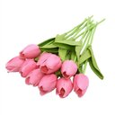 Ver imagem 2 de Kit com 9 Tulipas Rosa Flores Delicadas Buque Folhagem Luxo