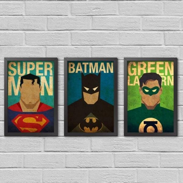 Kit de Quadros Super Heróis decorativo - 1