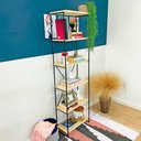 Ver imagem 2 de Estante Torre Industrial de Ferro Slim 6 Prateleiras Natural e Preto