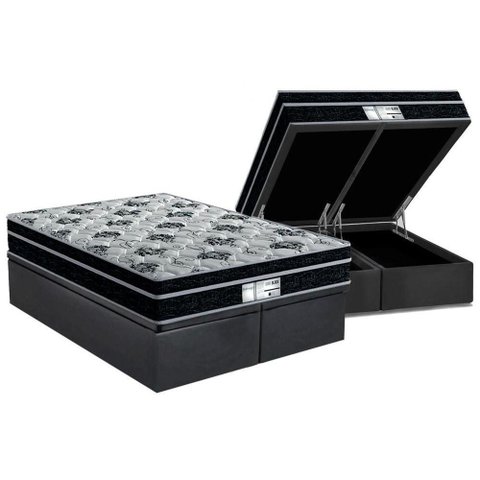 Cama Box Baú Crc Queen +Colchão Molas Bonnel Born Probel 158x198