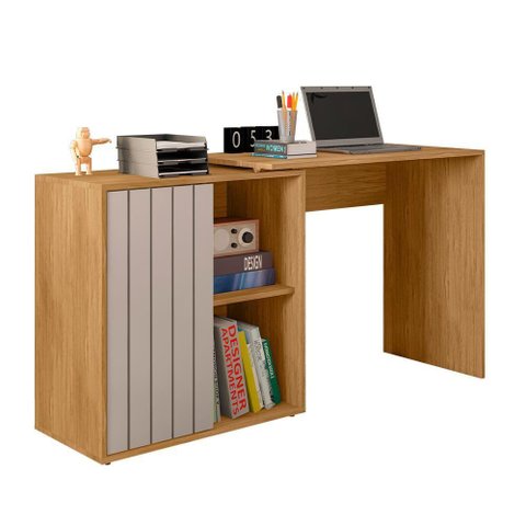 Mesa de Computador com Porta de Correr Future Marrom Caemmun