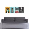 Kit 4 Quadros Decorativo Gatos Colorido 50x40cm - 2