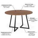 Ver imagem 3 de Mesa de Jantar Redonda Industrial 120cm 4 a 6 Lugares Rigo MDF Noronha - Straub Web