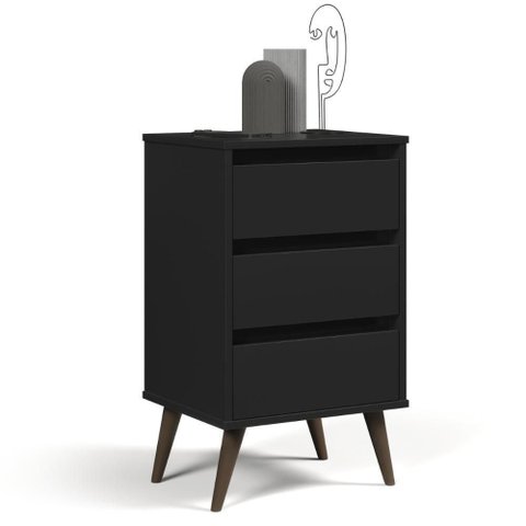 Mesa de Cabeceira Mundo Retrô Preto