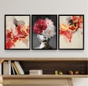 Ver imagem 2 de Kit 3 Quadros Modernos Sala Abstrato mulheres 45x34cm - com Vidro:madeira Preta