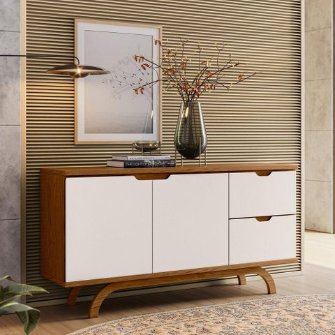 Aparador Buffet para Sala de Jantar 2 Portas 2 Gavetas Vicky N01 Ypê Off White - Lyam Decor