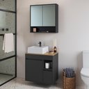 Ver imagem 1 de Armários Modulares de Banheiro Crart-CON015 3 Portas 2 Prateleiras MDP 60cm Grafite Multimóveis