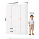 Ver imagem 3 de Guarda-Roupa Infantil Perola 4 Portas 2 Gavetas Branco/Branco-Branco