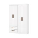 Ver imagem 2 de Guarda-Roupa Infantil Perola 4 Portas 2 Gavetas Branco/Branco-Branco
