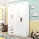 Ver imagem 1 de Guarda-Roupa Infantil Perola 4 Portas 2 Gavetas Branco/Branco-Branco
