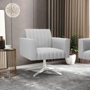 Ver imagem 7 de Kit 2 Poltronas Giratória Viena Gomada Suede Cinza Base Cromada - D’Rossi
