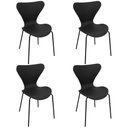 Ver imagem 1 de Kit 4 Cadeiras Jacobsen Polipropileno Sala Jantar Base Preta - Preto