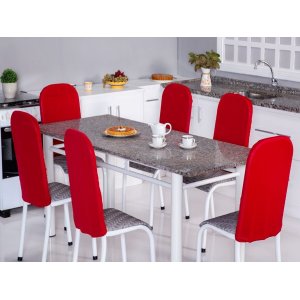 Kit 4 Capas Encosto de Cadeira de Ferro Tubular Cozinha e Jantar Malha Helanca Elástica:vermelha