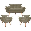 Ver imagem 1 de Kit Namoradeira + 02 Poltronas Decorativa para Sala de Estar Quarto Recepção Clinica Opala Jm Interi